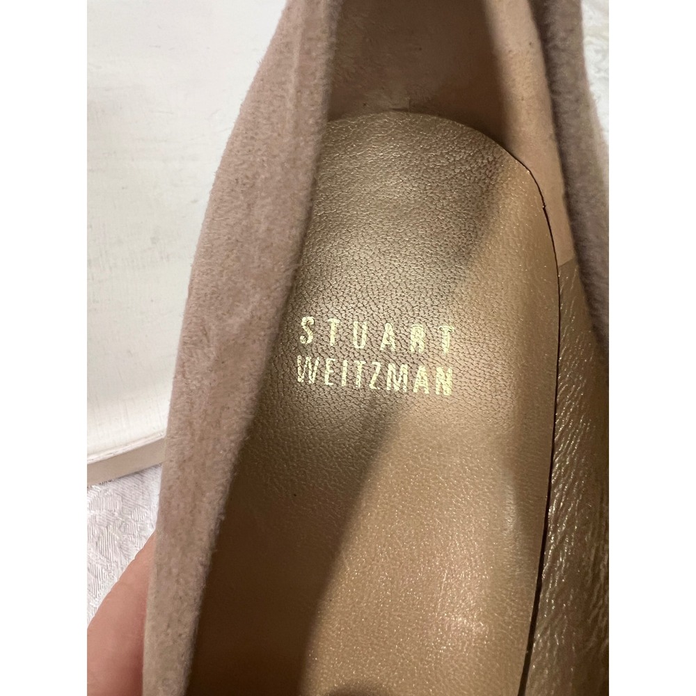 Stuart Weitzman Taupe Suede Peep Toe Cork Wedge Pumps A409779-1 Size 8N - Picture 7 of 8